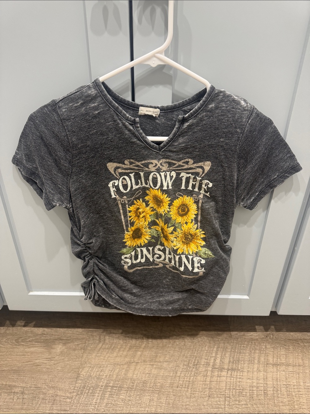 Girls' Charcoal 'Follow the Sunshine' Sunflower Tee